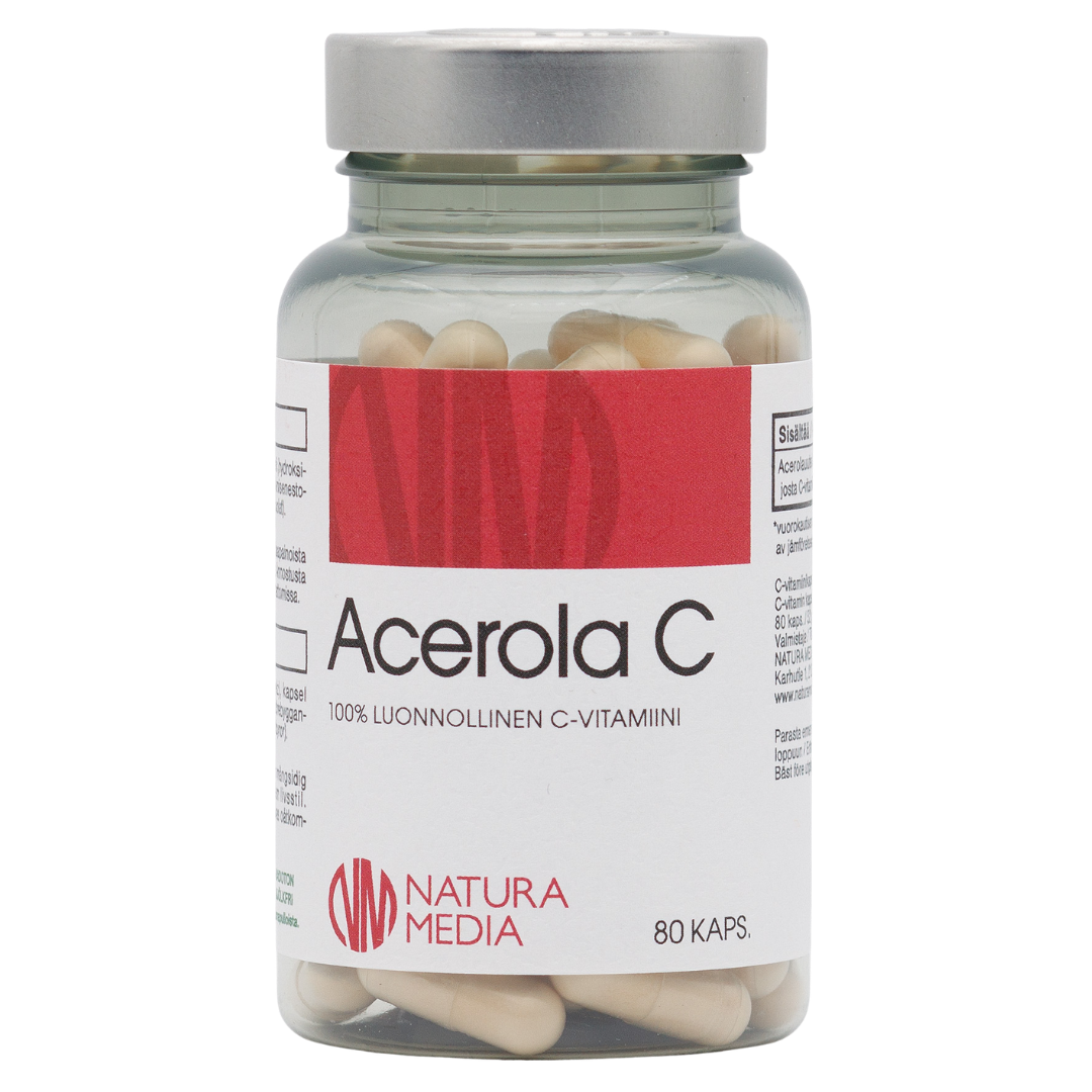Natura Media Acerola C 80 kaps., luonnollinen c-vitamiini, sinunapteekki.fi