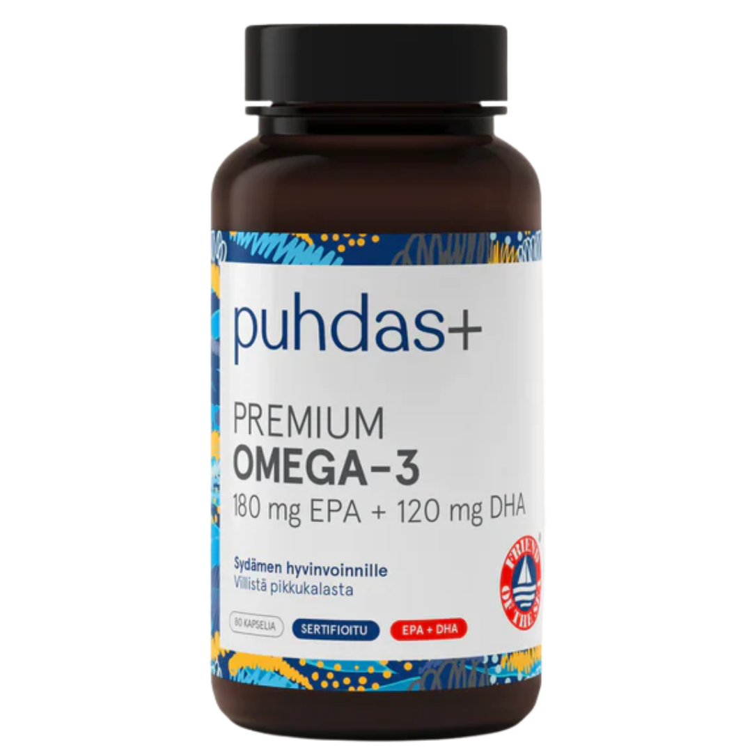 Puhdas+ Premium Omega-3 180 mg EPA + 120 mg DHA 80 kaps.