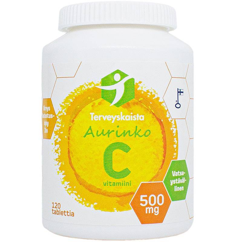 Terveyskaista Aurinko C-vitamiini 500 mg 120 tabl. - Sinunapteekki.fi