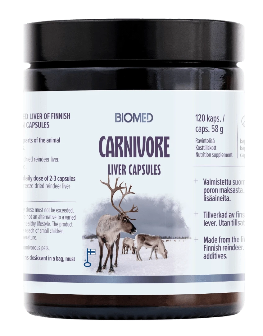 Biomed Carnivore Liver Capsules - Poronmaksakapselit 120 kaps. - Sinunapteekki.fi