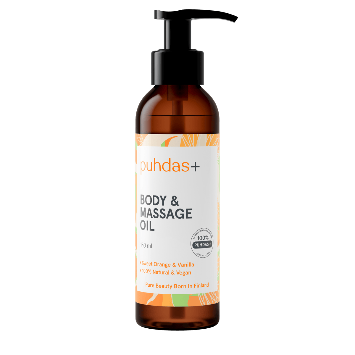 Puhdas+ Body & Massage Oil - Vartalo & Hierontaöljy appelsiini ja vanilja 150 ml - Sinunapteekki.fi