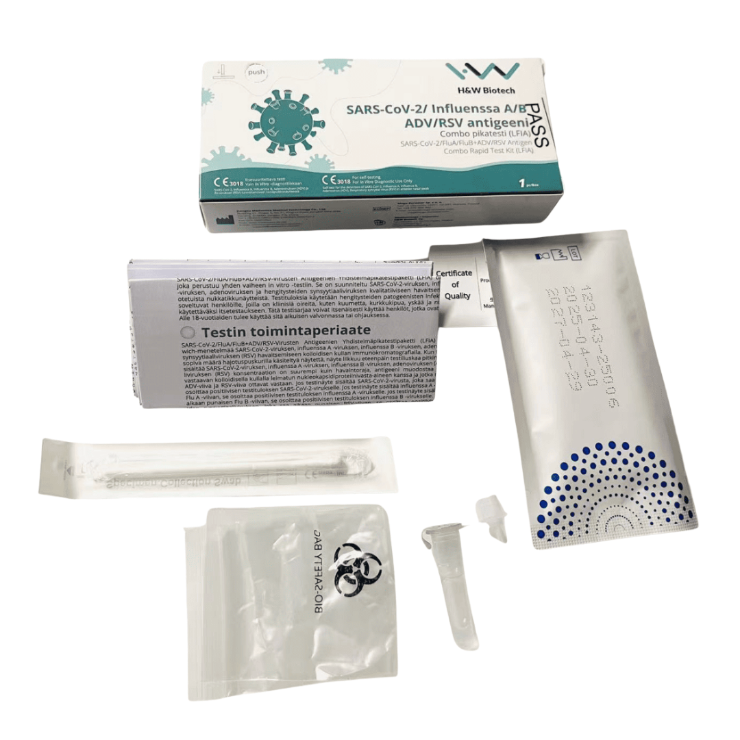 H&W SARS-CoV-2 / Influenssa A/B + SV/RSV Pikatesti 1 kpl