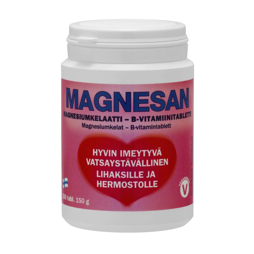 Magnesan - Magnesiumkelaatti - B-vitamiinitabletti 250 tabl. - Sinunapteekki.fi
