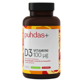 Puhdas+ D3-vitamiini Oliiviöljy 100 µg 120 kaps.