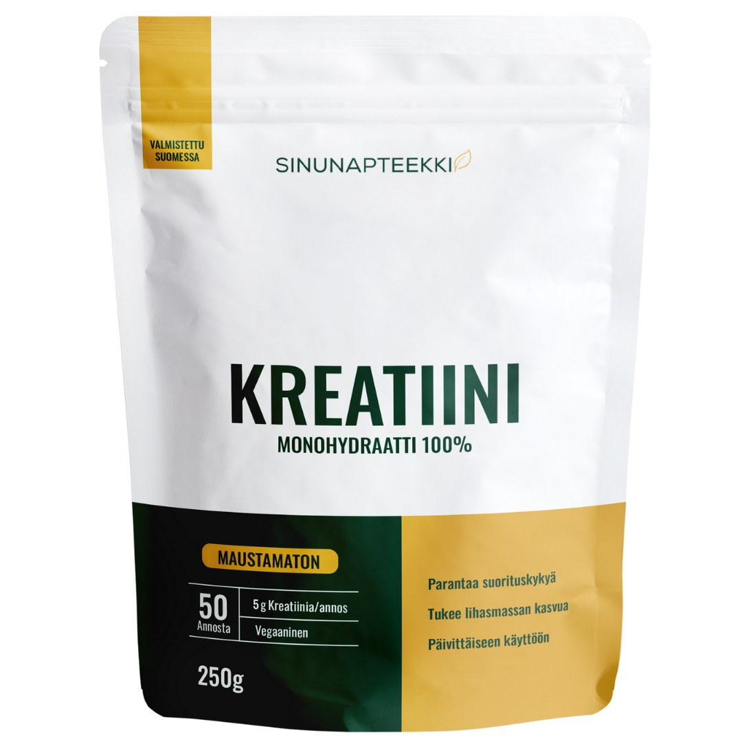 Sinunapteekin Kreatiini monohydraatti, maustamaton 250 g pussi, sinunapteekki.fi