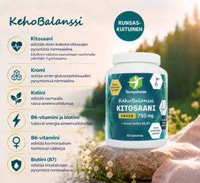 Terveyskaista KehoBalanssi Kitosaani 500 mg 60 tabl.