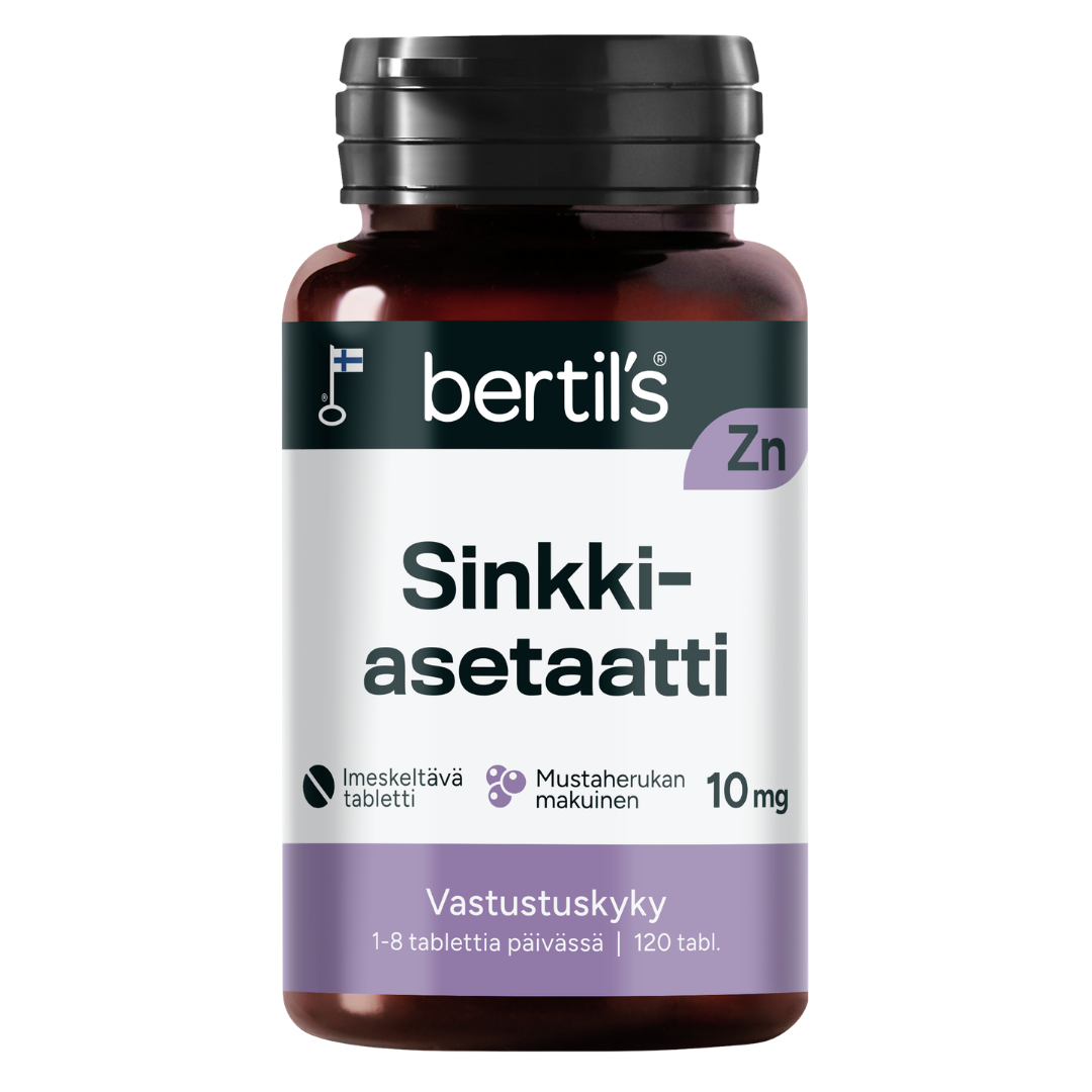 Bertil's Sinkkiasetaatti 10 mg 120 kaps. - Imeskelytabletti