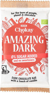 Chokay Amazing Dark Chocolate Bar - Tumma Suklaa 54% Sokeriton 70 g - Päiväys 03/2027