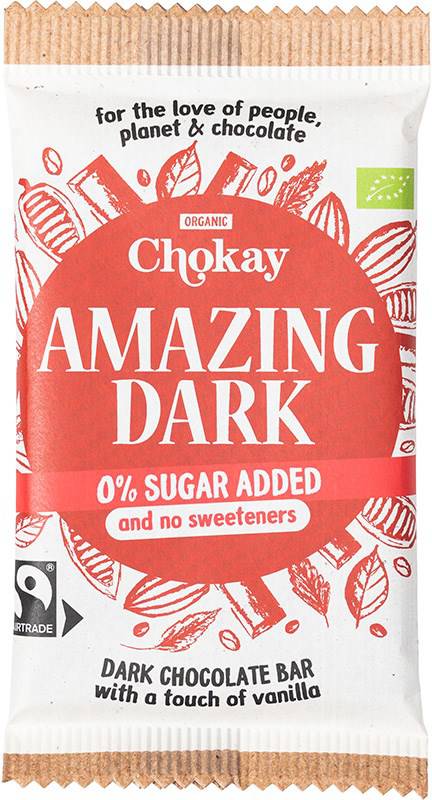 Chokay Amazing Dark Chocolate Bar - Tumma Suklaa 54% Sokeriton 70 g - Päiväys 03/2027
