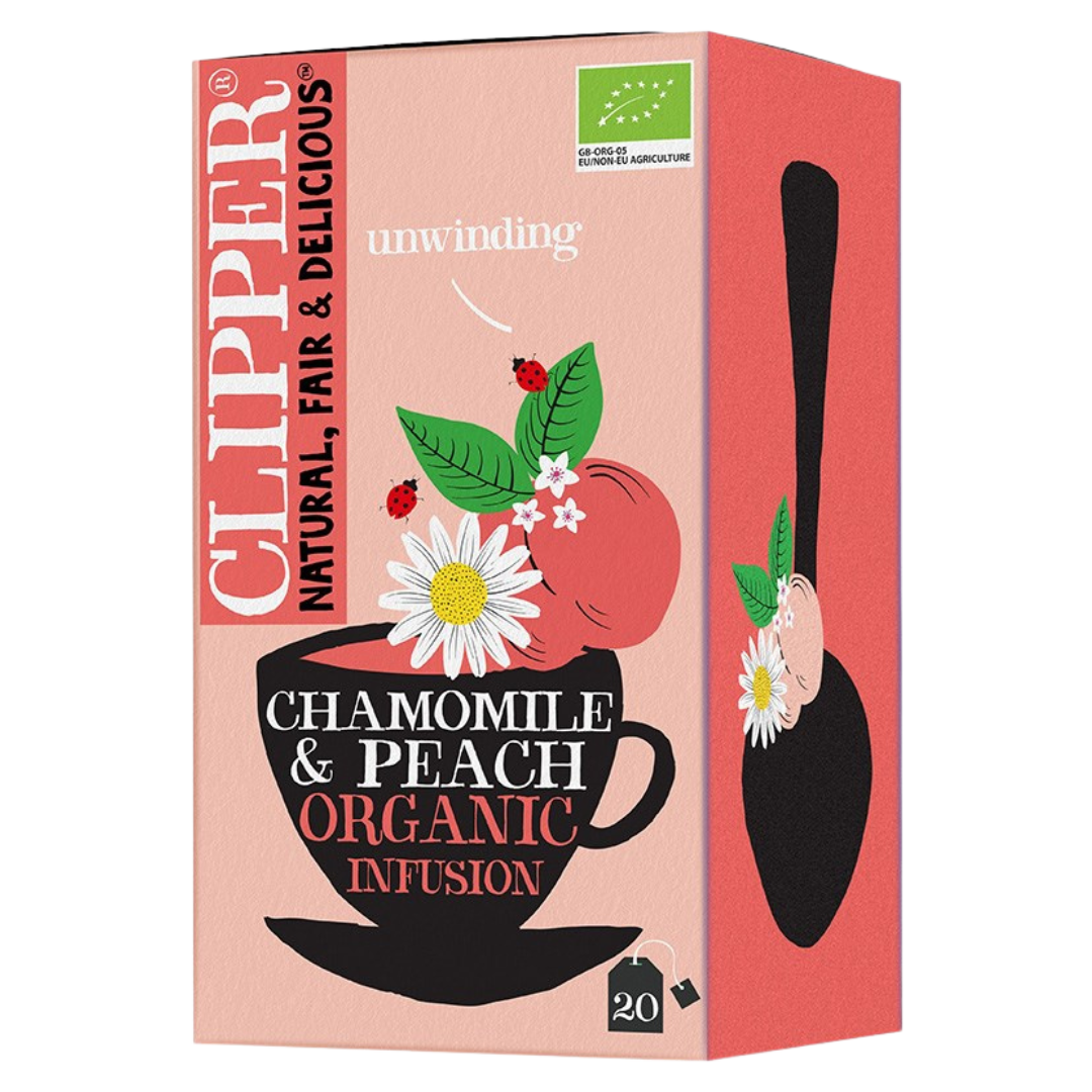 Clipper Chamomile &  Peach Infusion - Kamomilla-persikkayrttitee 20 teepussia.
