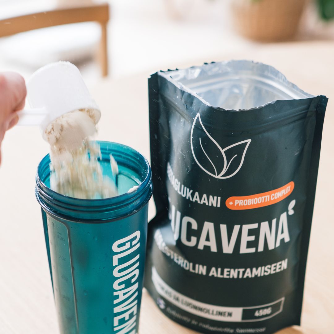 Glucavena, Beetaglukaani kolesterolin alentamiseen 450 g, maitohappobakteeriseos, suolisto, verensokeri, sinunapteekki.fi