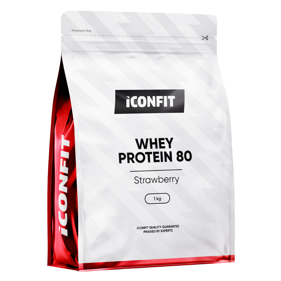 ICONFIT Whey Protein 80 - Heraproteiini Mansikka 1 kg
