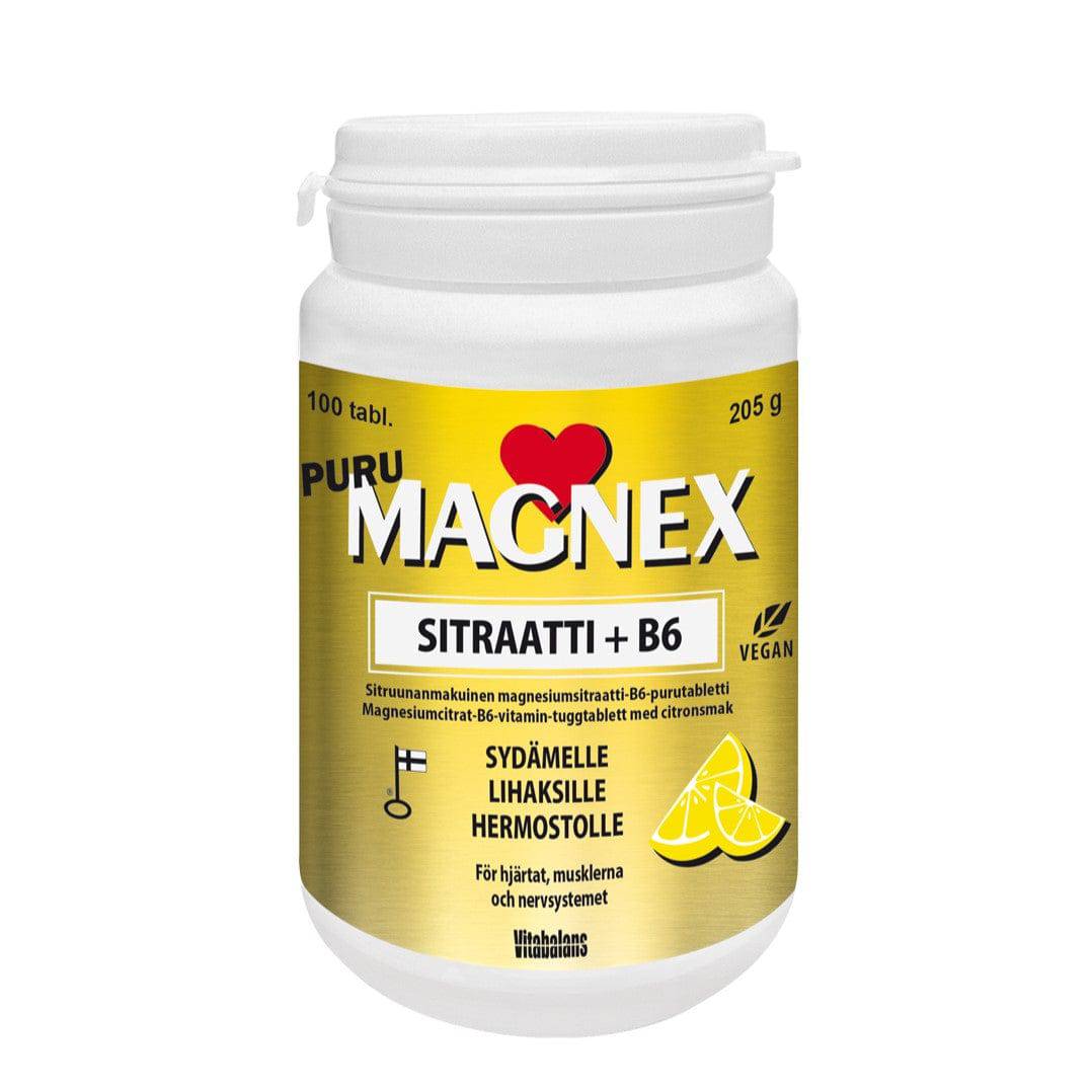 Magnex Sitraatti + B6 Purutabletti 100 tabl. - Sinunapteekki.fi