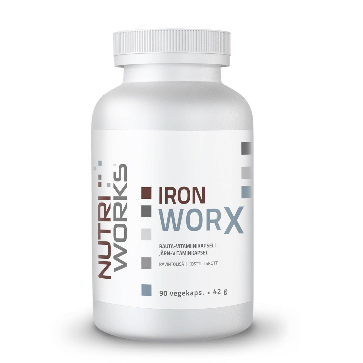 Nutri Works Iron Worx - Rauta-vitamiinikapseli 90 kaps. - Sinunapteekki.fi