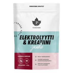 Puhdistamo Elektrolyytti & Kreatiini -jauhe Kirsikka-Vadelma 200 g