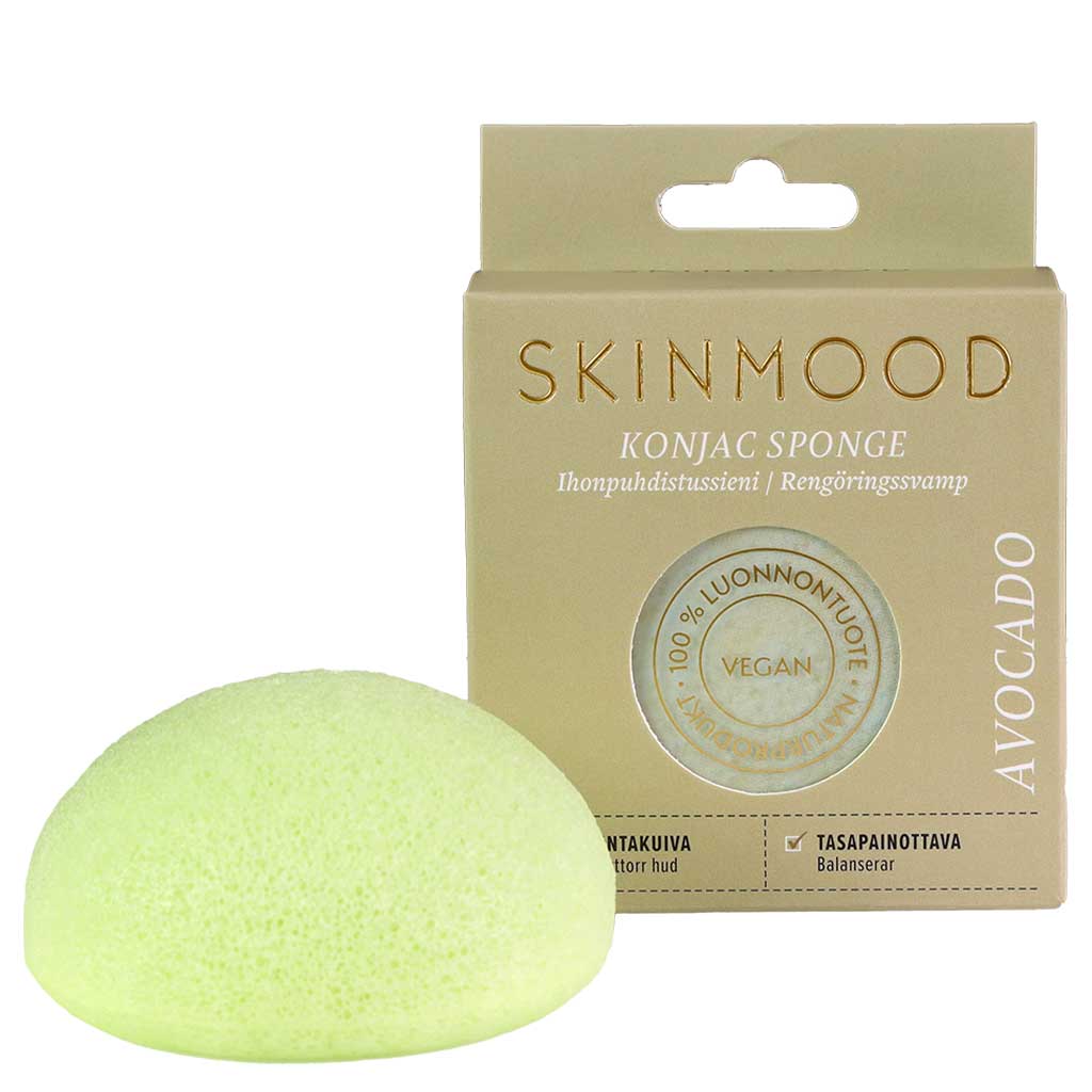 SkinMood Konjac Sponge Avocado - Avokado Kasvosieni seka - ja pintakuivalle sekaiholle 1 kpl - erä