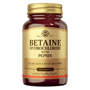 Solgar Betaine - Betaiinihydrokloridi + Pepsiini 100 tabl.