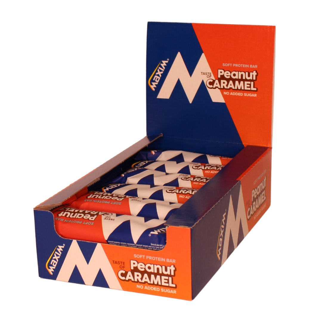 Maxim Soft Protein Bar Peanut Caramel - Proteiinipatukka 18 x 55 g - TUKKUPAKKAUS - Päiväys 03/2027