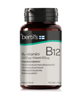 Bertil's Vitamin B12-vitamiini 1000 µg + folaatti 250 µg - maku: raikas appelsiini 100 tabl. - Sinunapteekki.fi
