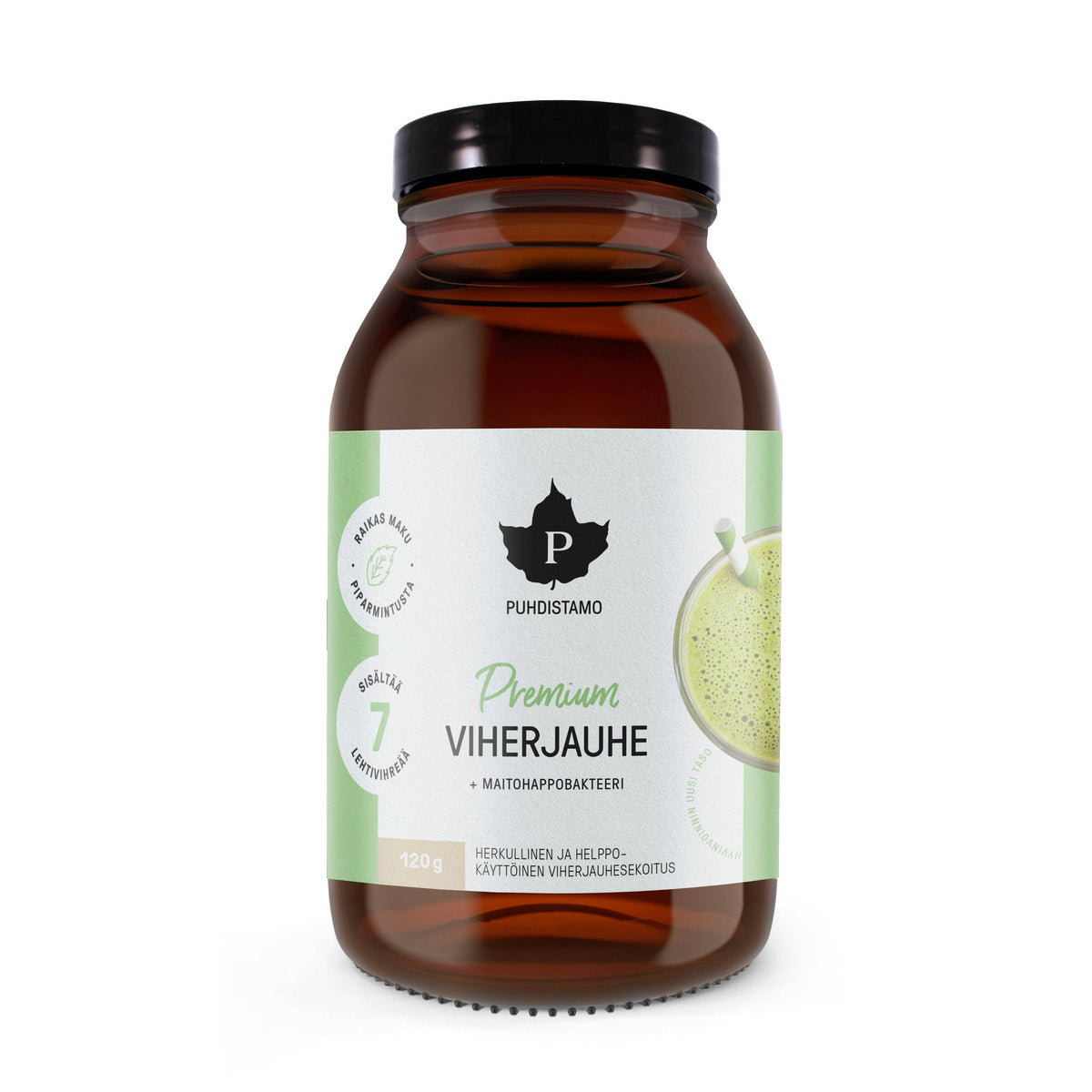 Puhdistamo Premium Viherjauhe + Maitohappobakteeri 120 g - Sinunapteekki.fi