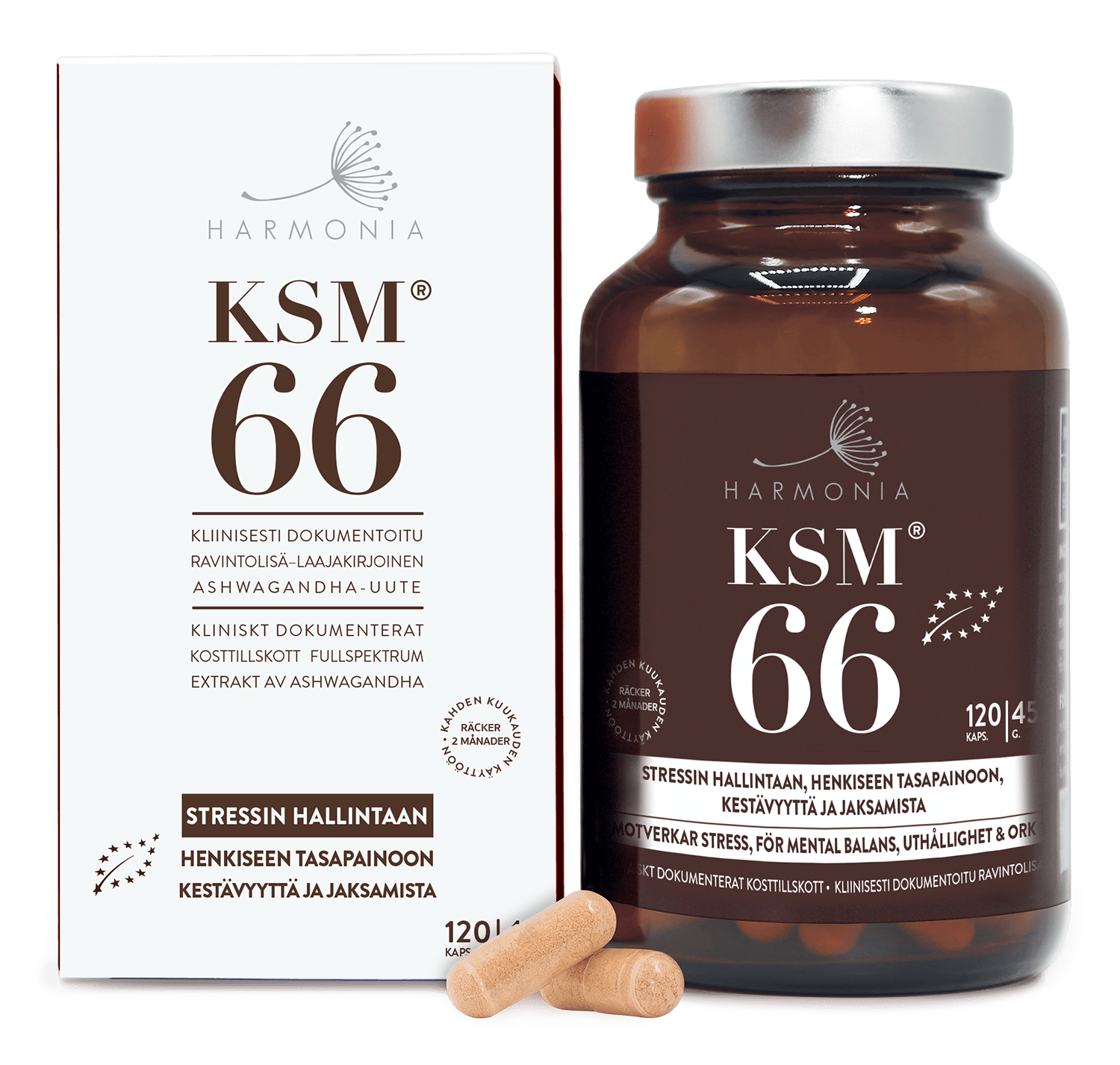 Harmonia KSM66 Ashwagandha juuriuute 120 kaps. - Sinunapteekki.fi