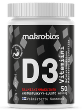 Makrobios D3 Vitamiini Salmiakki 50 μg - pureskeltava 150 tabl. - Sinunapteekki.fi
