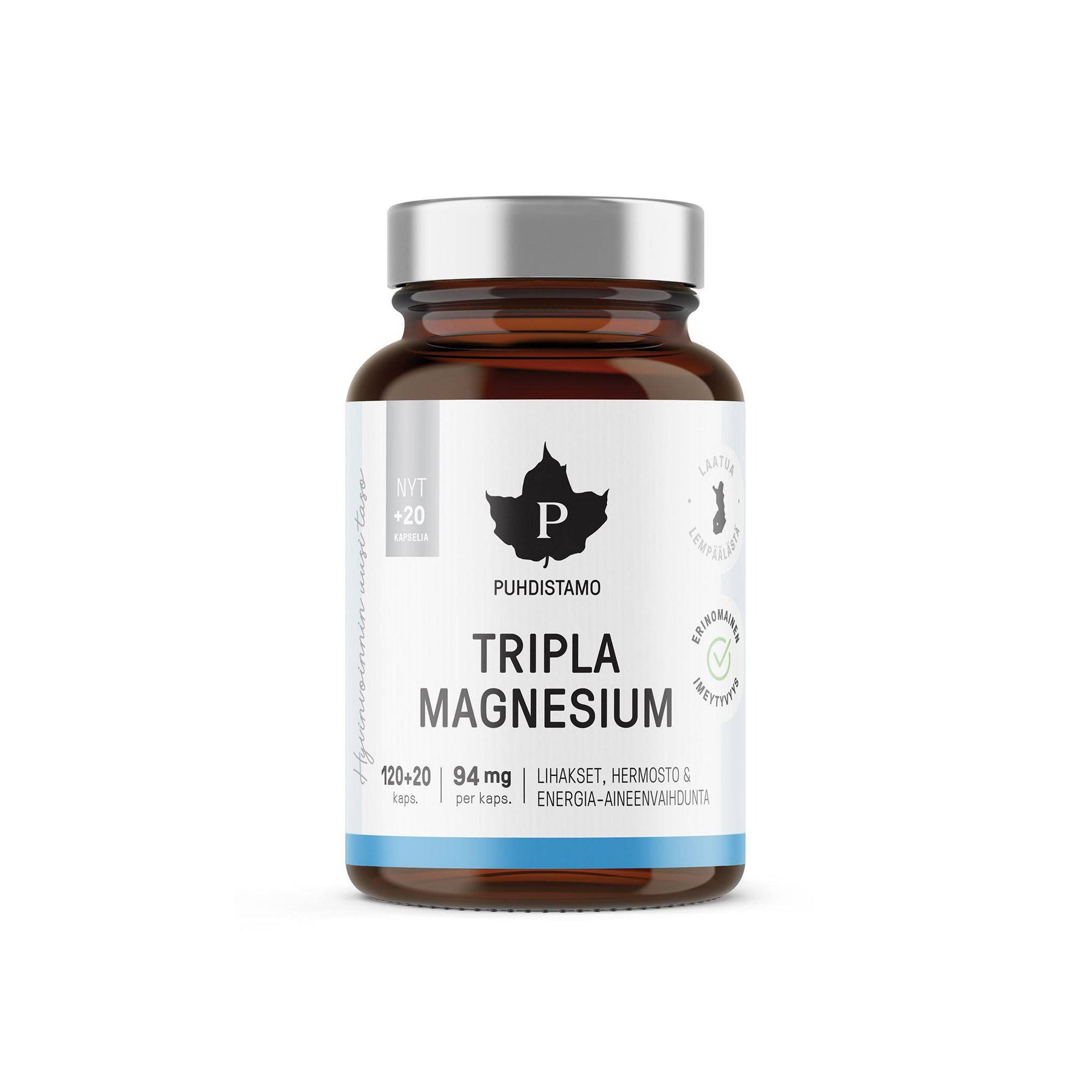 Puhdistamo Tripla Magnesium Kampanjapakkaus 120+20 kaps. - Sinunapteekki.fi
