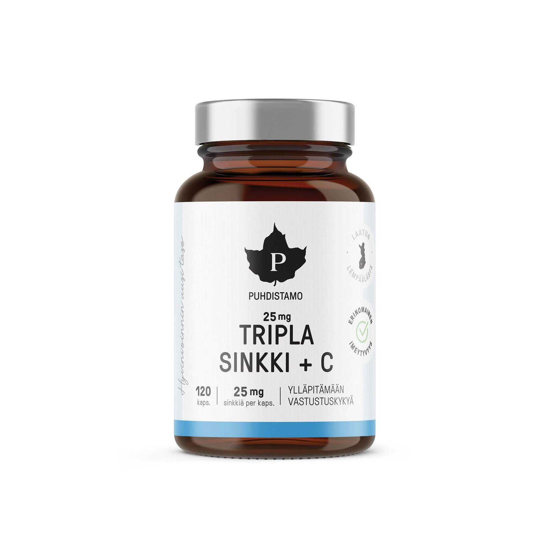 Puhdistamo Tripla Sinkki + C 25 mg 120 kaps. - Sinunapteekki.fi
